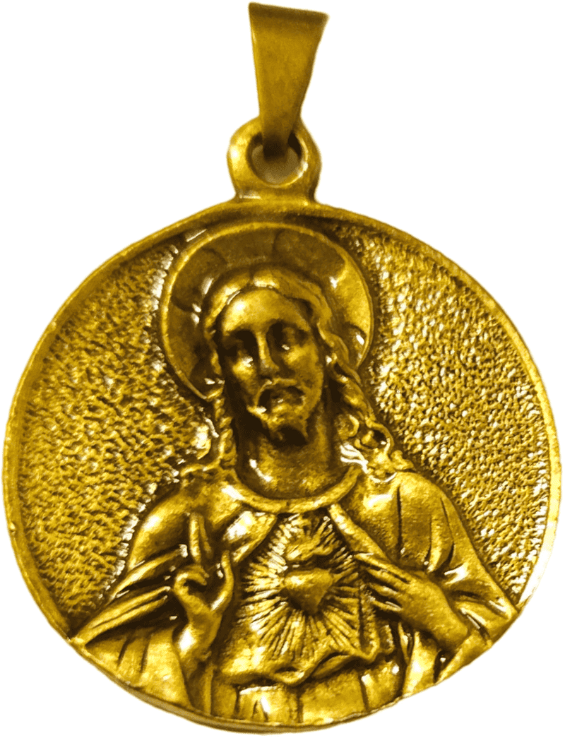 Sagrado Corazón / Corazón Inmaculado - Bronce (3cm-1.2" de diámetro)