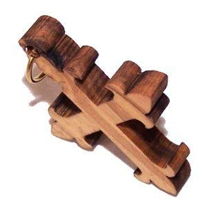 Fleur-de-lis Cross Olive wood Laser (6cm or 2.36" long )