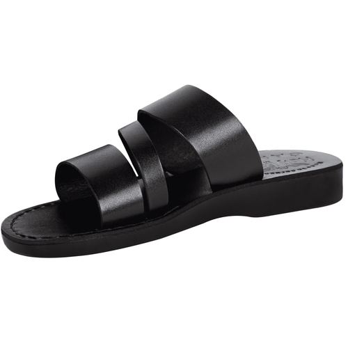 Holy Land Market Men/Women Biblical Jesus Leather Sandals/Slides From Jerusalem (Nazareth Black)