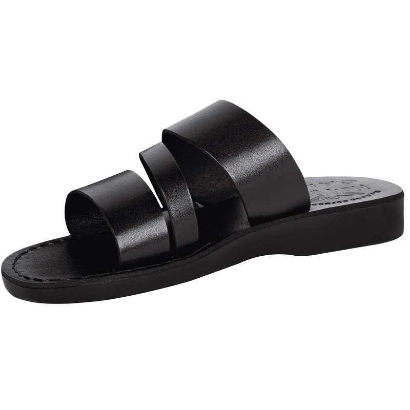 Mercado Tierra Santa Sandalias/Deslizadores de cuero bíblicos para hombres/mujeres de Jesús desde Jerusalén (Negro de Nazaret)