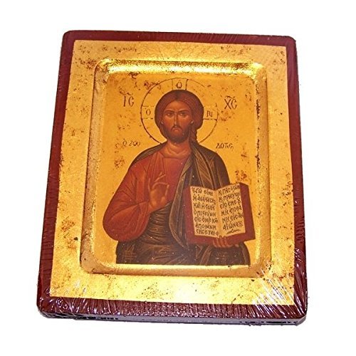 Holy Land Market Jesus Christ Pantocrator Icon with Sheets of Gold (Lithography)
