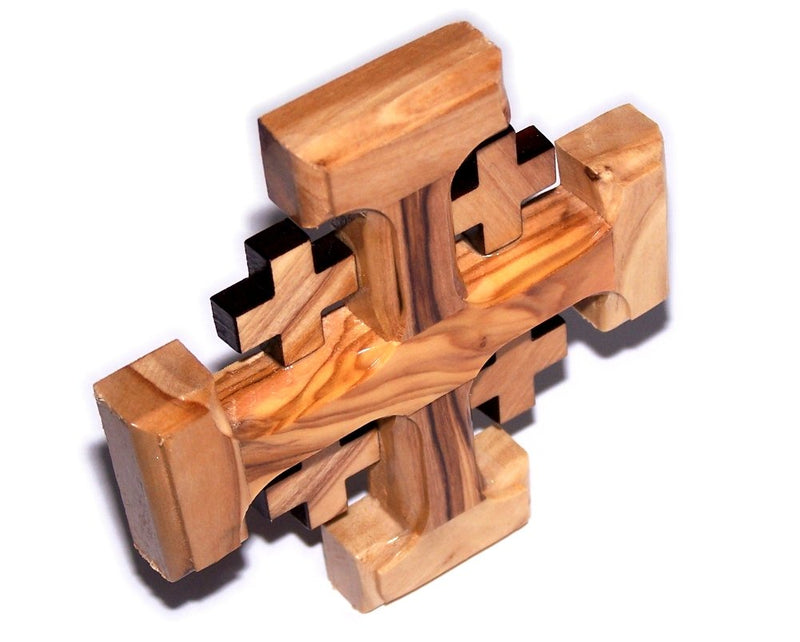 Olive Wood Jerusalem Cross (10.5x10.5 Cm or 4.1x4.1") By Holy Land Market