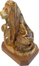 Holy Land Market Lion with Lamb - olive wood figure - one piece, Revelation 5:5-6 (20x16x12 or 8x6.5x5 inches)