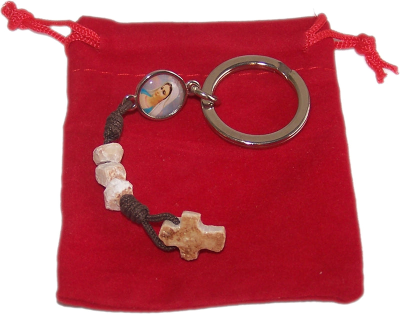 MEDJUGORJE - Peace Peace Peace keys ring from Apparation hill stones and ship...