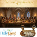 Holy Land Market 2 Medium Olive Wood Communion Cups & Plate Set Kiddush - Communion Set Hand-Carved in Bethlehem – for Church Worship, Pastors & Ministries