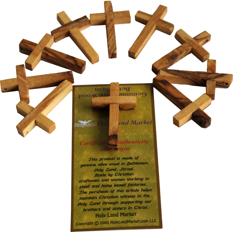 TEN 50x30 mm olive wood rosary cross (2x1.2") (10 olive wood Crosses as shown)