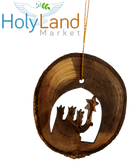 Holy Land Market Complete 7-Piece Olive Wood Bark Ornament Set - Inspirational Natural Wooden Christmas Decorations, Hand Carved in Bethlehem - Unique Christmas Ornaments & Decor Nativity Story Set