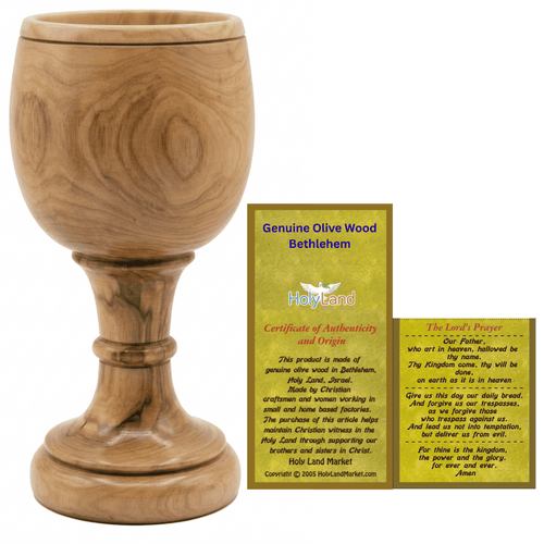 Copa del Mercado de Tierra Santa - Cáliz - Madera de Olivo Oscuro (8 Pulgadas Grande) - Taza (5.5 Onzas de Capacidad)