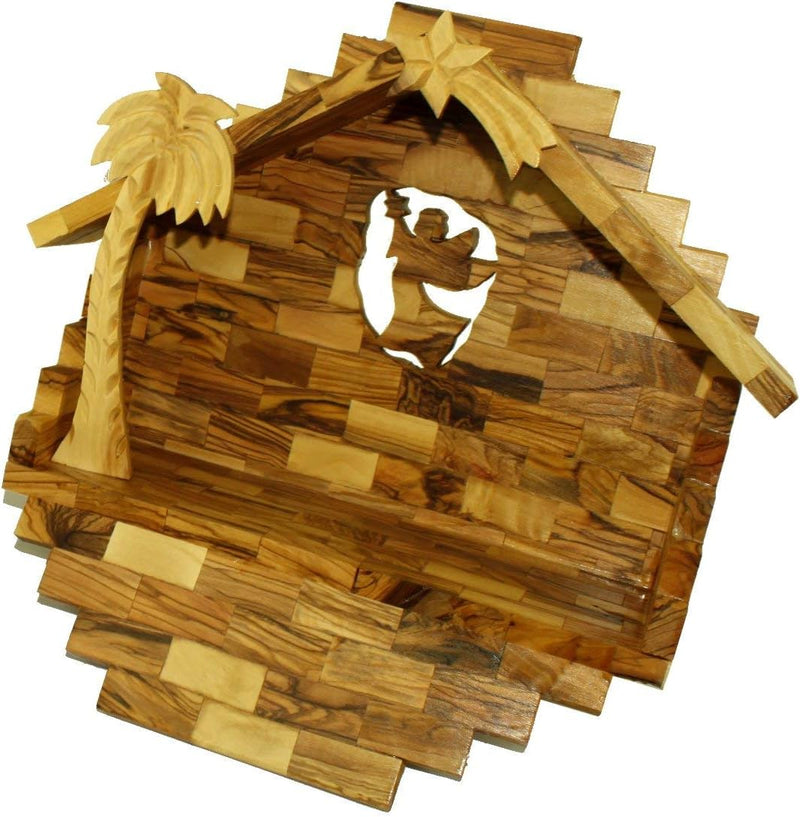 Holy Land Market Olive Wood Nativity Set with Stable. Deluxe (15 Piece Set)