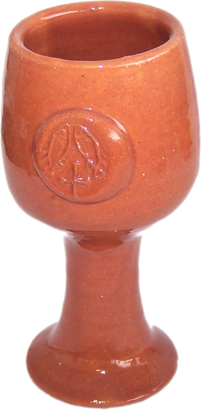 Holy Land Market Terra Cotta Biblical Wine Goblet Communion Chalice - Brown