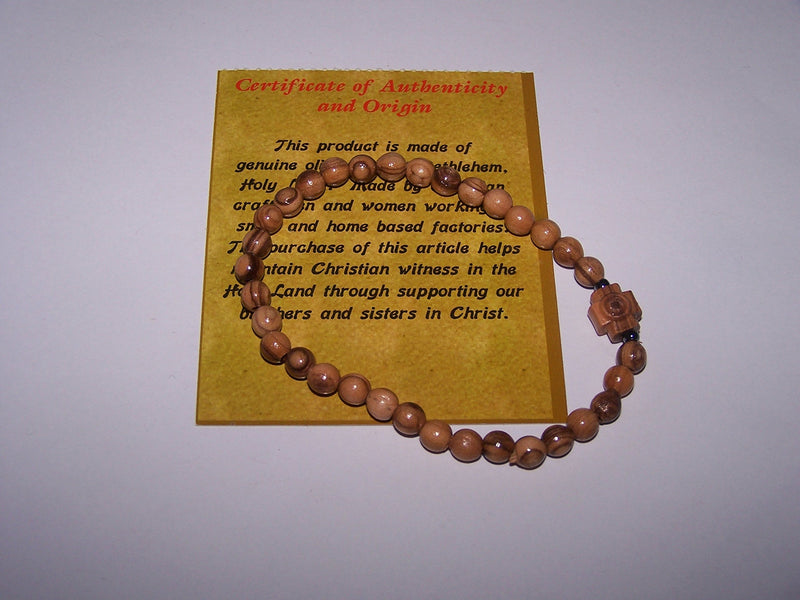 Holy Land Market Elastic Olive wood Orthodox chaplet Rosary - Chotki (33 4mm beads)