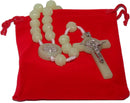 Light in the Dark Phosphorous luminous Saint Benedict Rosary / necklace with Velvet bag