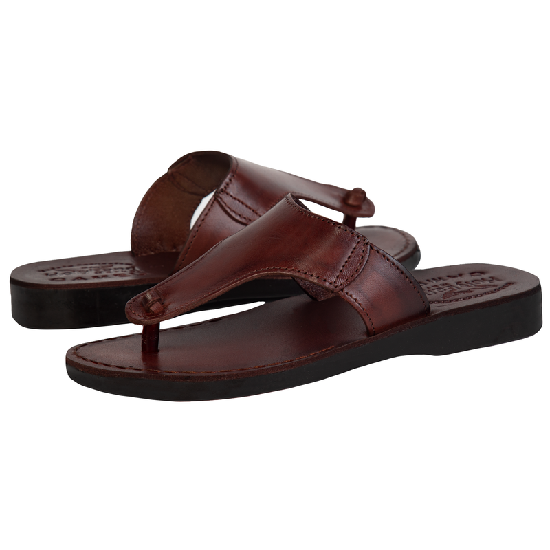 Holy Land Market Men/Women Biblical Jesus Leather Sandals/Slides From Jerusalem (Jerusalem Style IV)