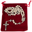 MEDJUGORJE - Rosary Made from Apparation Hill Stones directly from MEDUGORJE. (20 inches Long) - Silver Cross