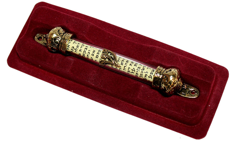 Holy Land Market Crown Mezuzah with Scroll (5 inches)