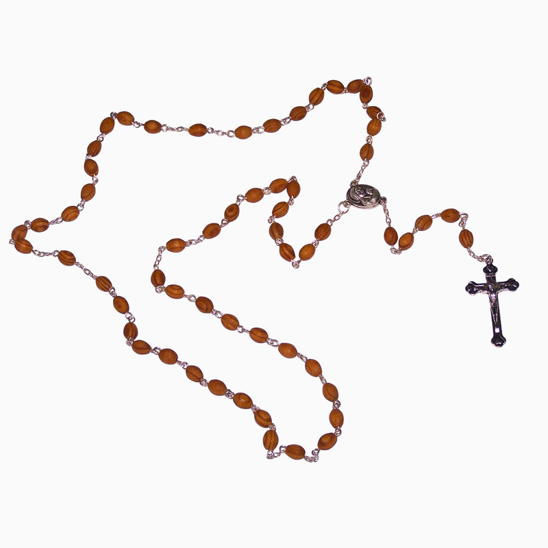 Holy Land Market Olive Wood Rosary with Soil from Bethlehem - with certificate and velvet bag