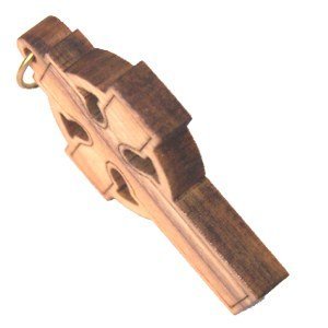 Olive wood Celtic Cross Laser Pendant (8cm or 3.15" long )