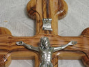 Nine Inch (9) Bethlehem Olive Wood Budded Cross and Crucifix with 14 Stations