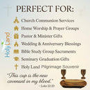 Holy Land Market 2 Medium Olive Wood Communion Cups & Plate Set Kiddush - Communion Set Hand-Carved in Bethlehem – for Church Worship, Pastors & Ministries