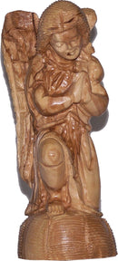 Ángel orante de rodillas - tallado en madera de olivo (19 cm o 7.5 pulgadas)