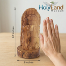 Behold I Stand at the Door Olive Wood Statue (6.7”) – Hand-Carved Jesus Figure from Bethlehem – Christian Gift of Faith, Prayer & Home Blessing – Holy Land Artisan Craft with Certificate
