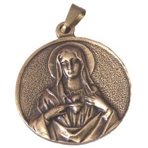 Sacred Heart / Immaculate Heart - Bronze (3cm-1.2" diameter)