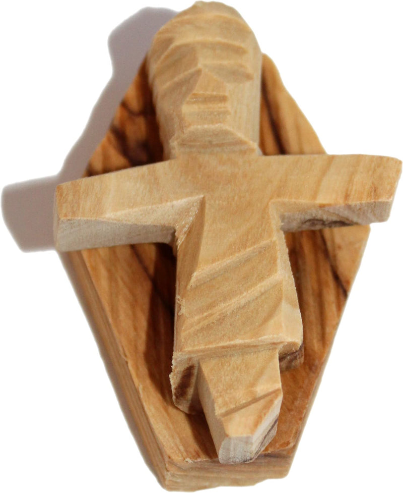 Holy Land Market Hand Crafted Olive Wood Baby Jesus with Cradle - Standard Size (2.25 x 1.5 Inches)