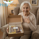 Holy Land Set 5in1 Olive Wood Cross Set with 3 Bottles - Oil, Jordan Water & Holy Earth