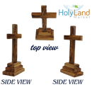 Holy Land Market Olive Wood Standing Altar Cross – Hand-Carved in Bethlehem by Christian Artisans – Tabletop Crucifix with Certificate of Authenticity & Prayer Card – Genuine Holy Land Olive Wood