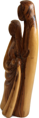 Holy Land Market Olive Wood Holy Family Statue - Abstract Modern Carving (13 Inches Large)