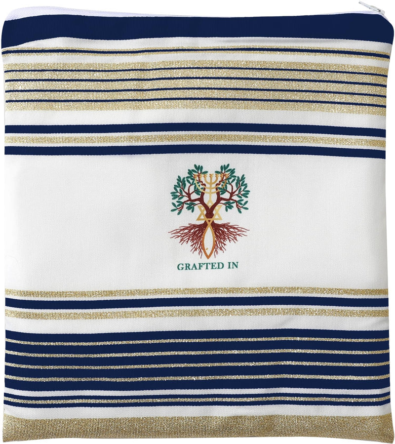 Holy Land Market Grafted IN - Messianic Christian Prayer Shawl/Tallit Prayer Shawl - Creation and Restoration Talit (Black)