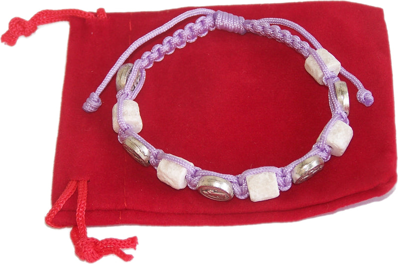 MEDJUGORJE - Chaplet - Bracelet from Apparation hill stones - Purple Thread