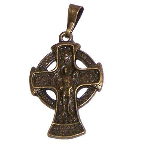 Celtic / Russian Crucifix bronze tone necklace - design based on Fedorov designer - 60cm strap with clasp