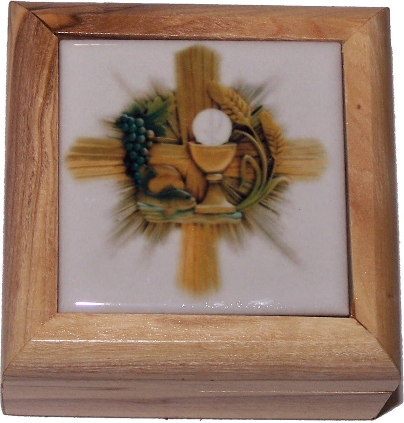 Holy Land Market First Communion Box - Rosary Box - Bethlehem Olive Wood