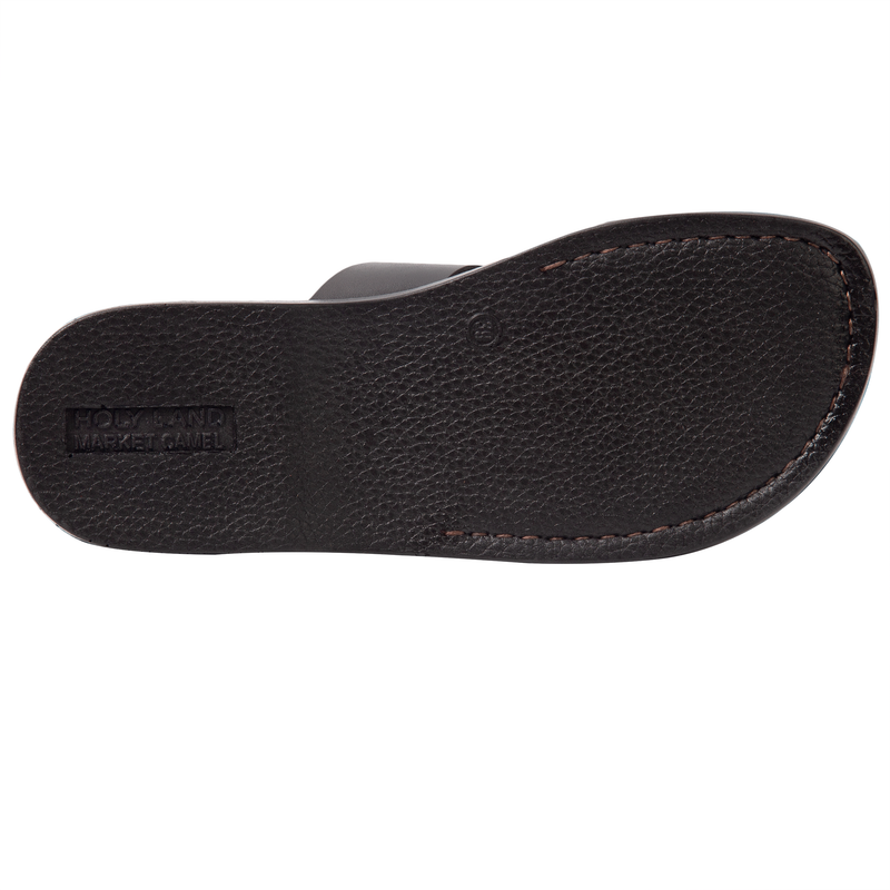 Holy Land Market Unisex Adults/Children Genuine Leather Biblical Sandals/Flip Flops/Slides/Slippers (Jesus - Yashua)  Bethlehem Black Style
