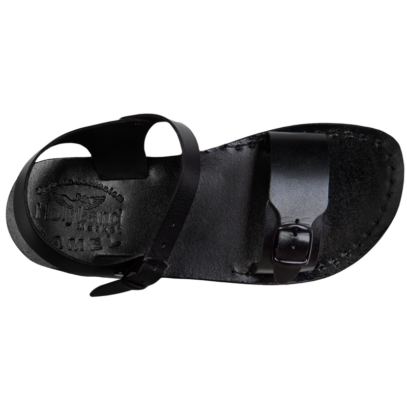 Holy Land Market Men/Women Biblical Jesus Leather Sandals/Slides From Jerusalem (Jerusalem  Black)