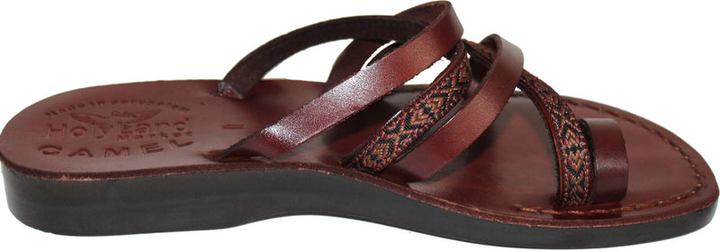 Holy Land Market Men/Women Biblical Jesus Leather/Embroidered Sandals/Slides From Jerusalem (Jonah  Style)