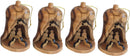 Holy Land Market Four Large Hand Made Olive Wood Ornaments - Tree Hanging Bells - Christmas Tree Ornaments from The Holy Land - Many Sizes