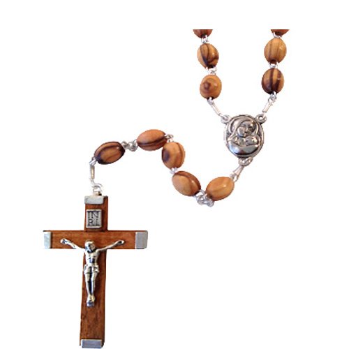 Holy Land Imports Olive Wood Rosary With Water from the River Jordan