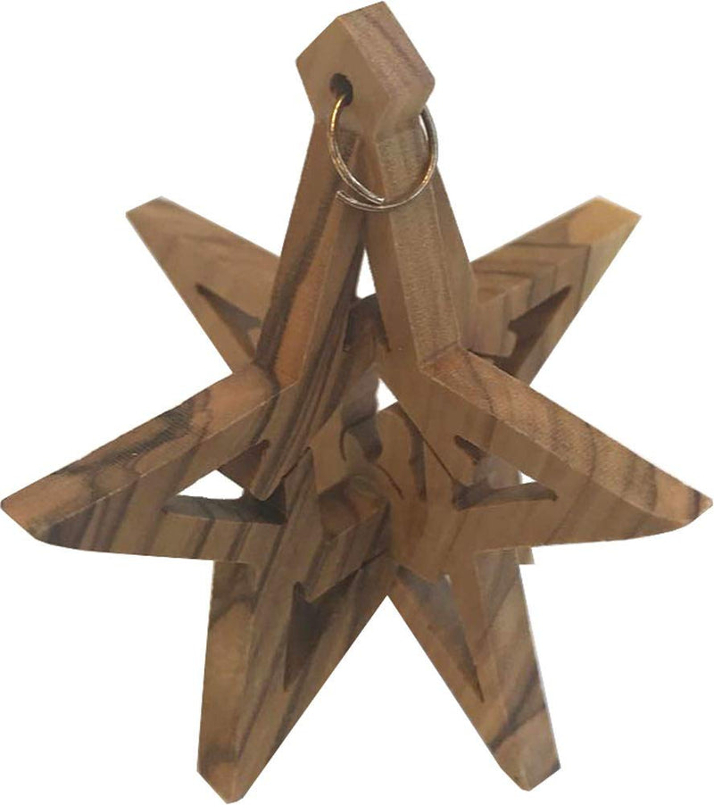 Holy Land Market Olive Wood Star Nativity Ornament with Gift Box