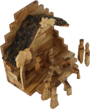 Conjunto en miniatura de madera de olivo con establo 12 piezas