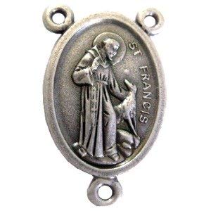 St. Anthony of Padua and St. Francis - Pewter center (2.2x1.6 cm-0.86x0.6")