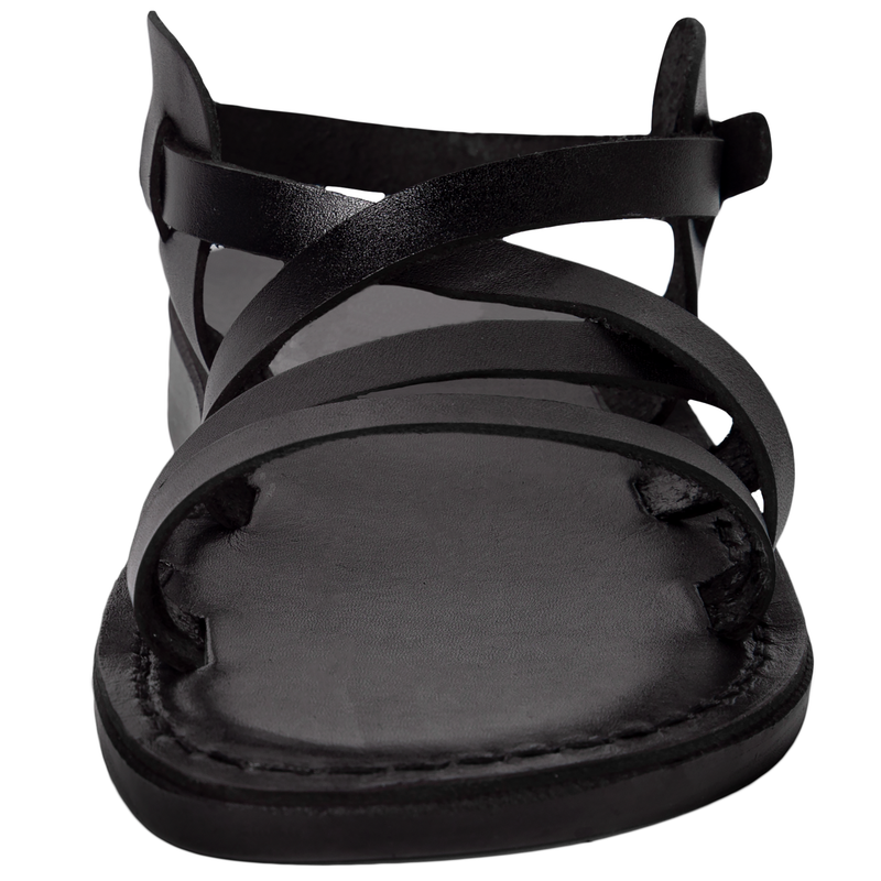 Holy Land Market Men/Women Biblical Jesus Leather Sandals/Slides From Jerusalem (Black Style II)