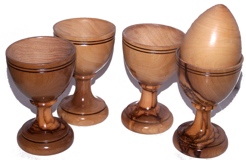 Four olive wood Communion/Egg Cups - great style - Asfour outlet brand - Set of 4