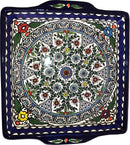 Holy Land Market Armenian Ceramic Holy Land Flowers square Bread/Matzah Seder Plate - 9.5 Inches - Asfour Outlet Trademark