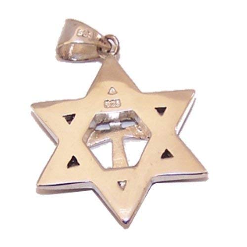 Marquise Star of David with a Cross Messianic pendant with Marcasite Border