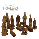 Conjunto de Pesebre de Madera de Olivo Extra Grande del Mercado de Tierra Santa - Tallado a Mano (15 Pulgadas de Ancho)