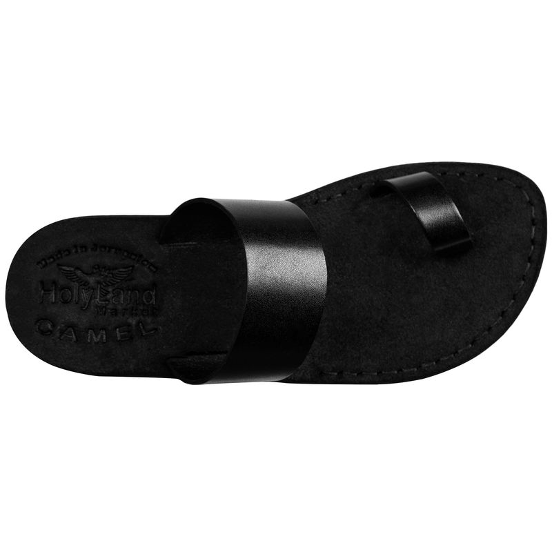 Holy Land Market Men/Women Biblical Jesus Leather/Suede Sandals/Slides From Jerusalem (Black Suede III)