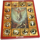 Placa de Icono de las Estaciones de la Cruz del Mercado de Tierra Santa Todo en Madera de Olivo de Belén (29 x 24 cm o 11.5 x 9.5 pulgadas)