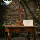 Holy Land Market Olive Wood Standing Altar Cross – Hand-Carved in Bethlehem by Christian Artisans – Tabletop Crucifix with Certificate of Authenticity & Prayer Card – Genuine Holy Land Olive Wood